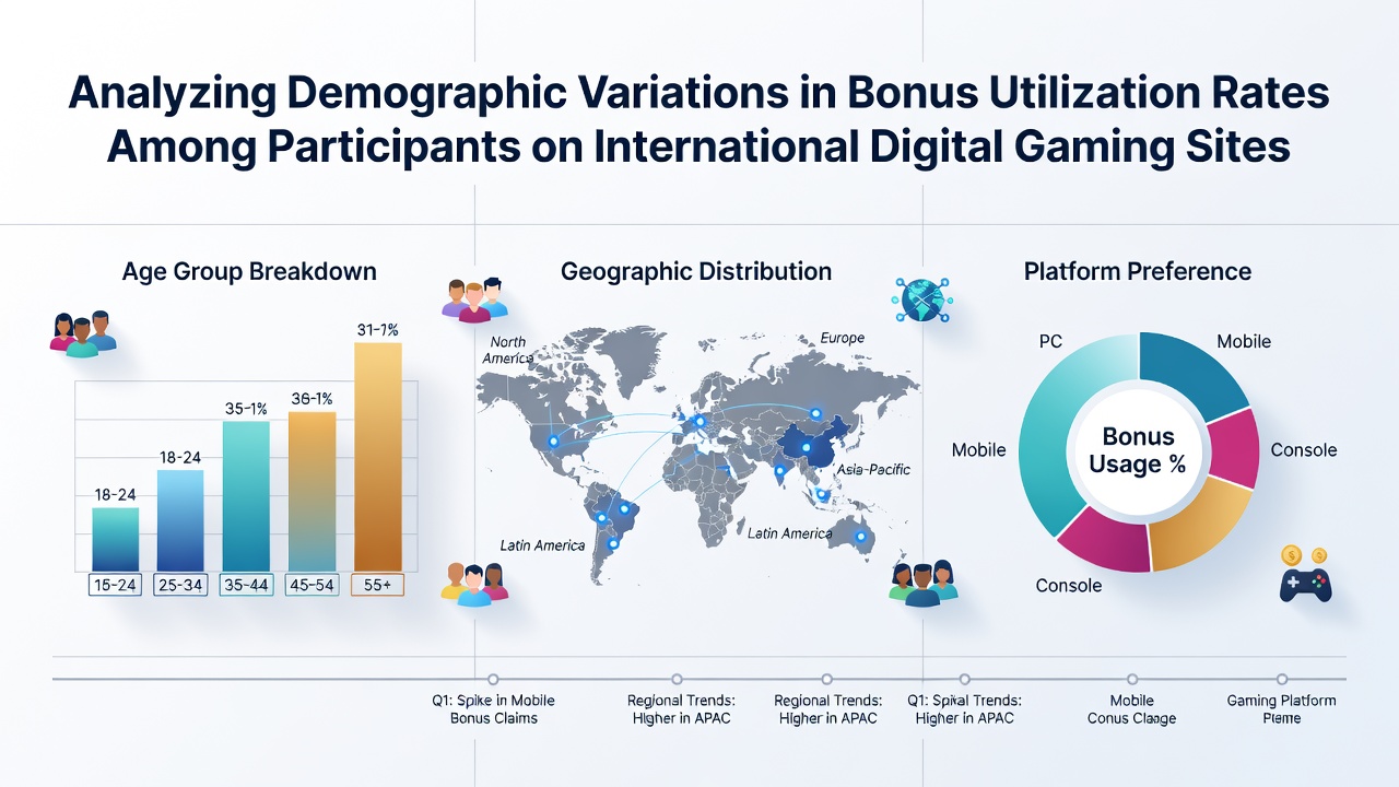 Darstellung demografischer Daten zu Bonusnutzung auf internationalen Gaming-Seiten