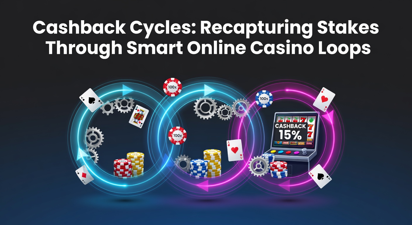 Grafik eines Cashback-Zyklus in einem Online-Casino, die den Kreislauf von Einsätzen, Verlusten und Rückerstattungen visualisiert