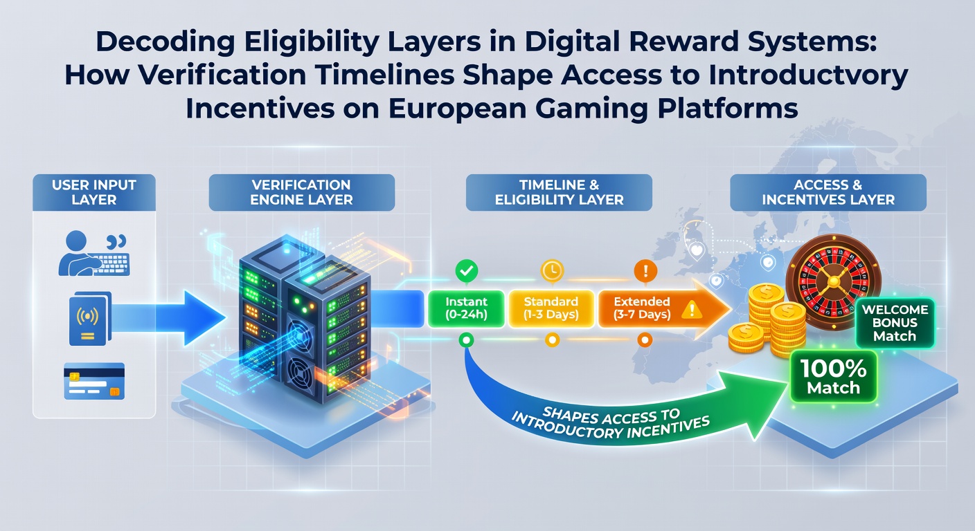 Illustration des Verifizierungsprozesses bei europäischen Online-Gaming-Plattformen mit Fokus auf Zeitabläufe und Berechtigungsschichten
