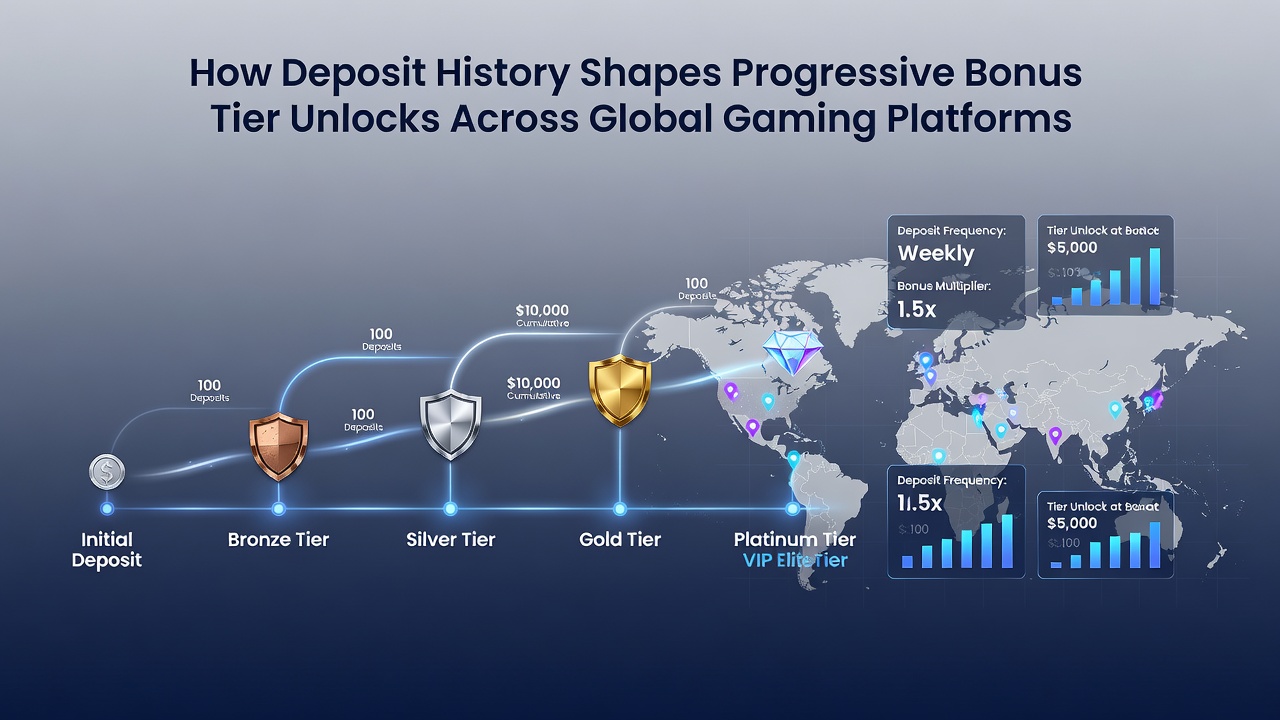 Chart displaying progressive bonus tier unlocks influenced by deposit patterns on international platforms