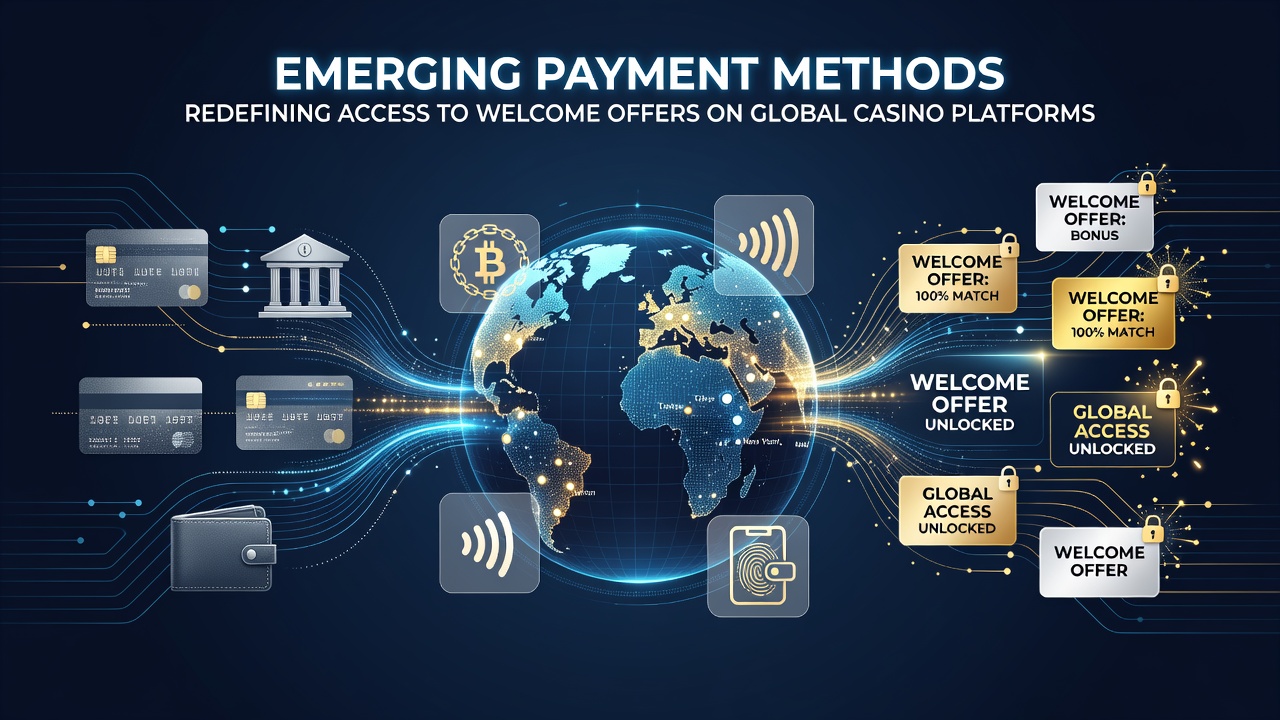 Darstellung moderner Zahlungsmethoden und Casino-Boni auf globalen Plattformen