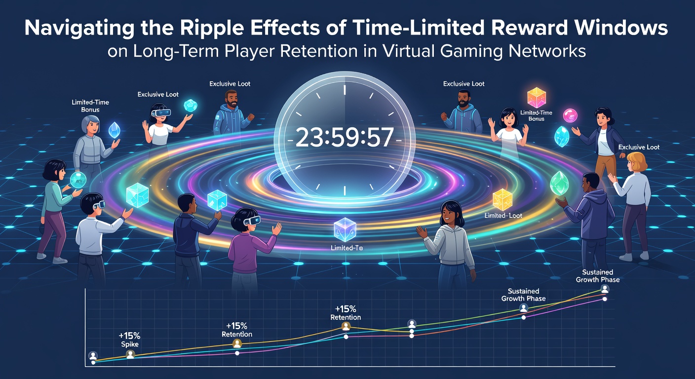 Illustration showing interconnected reward timelines and player engagement patterns in virtual gaming environments