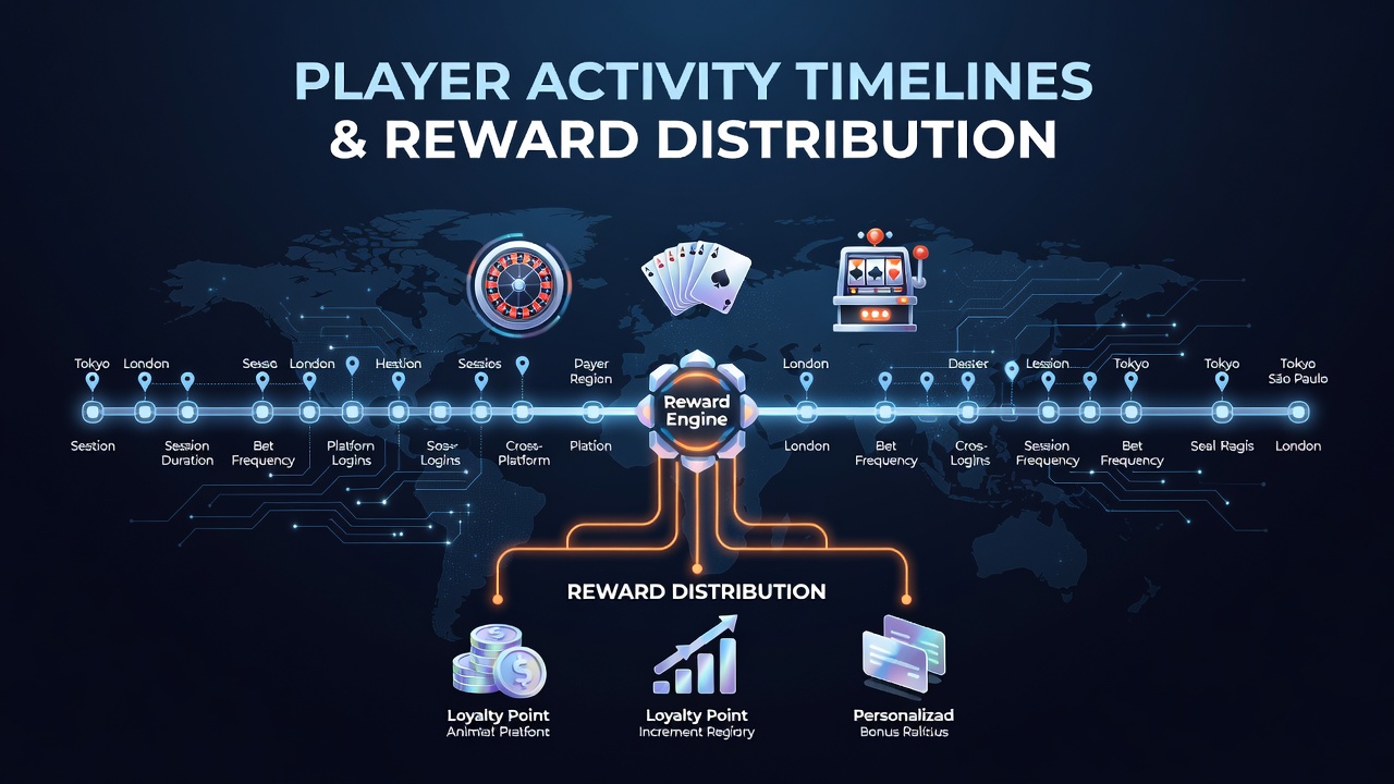 Visualisierung von Spieleraktivitäts-Timelines und Belohnungsverteilung auf Casino-Plattformen