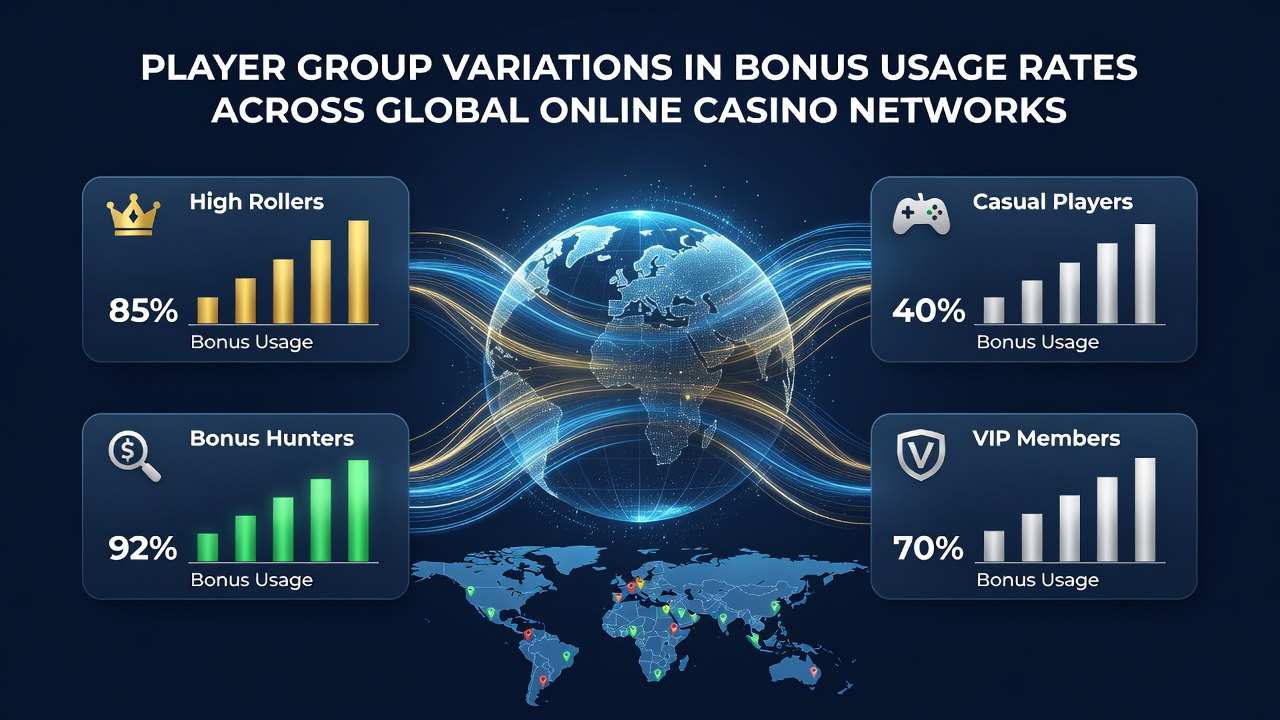 Grafik zu Bonusnutzungsraten nach Spielergruppen in internationalen Casino-Netzwerken
