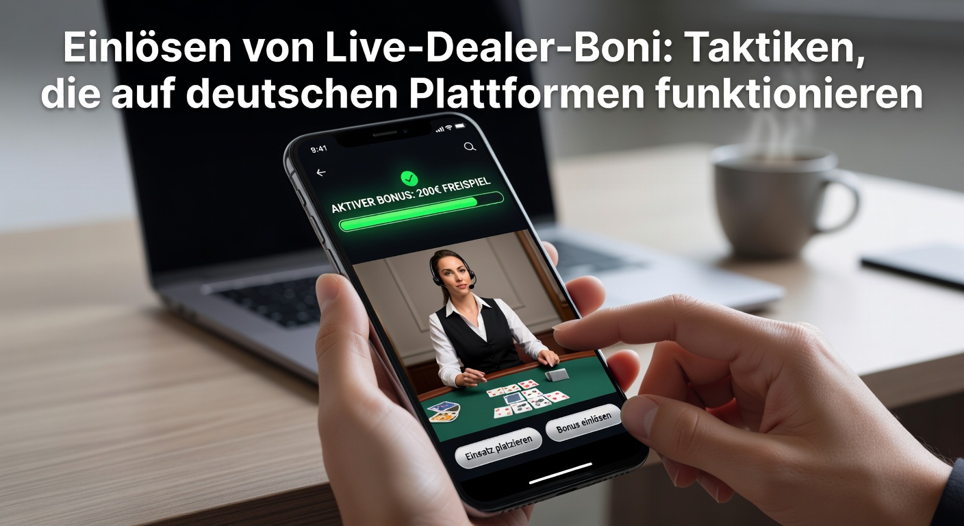 Smartphone mit Live-Dealer-Tisch im Online-Casino, Bonus-Angebot sichtbar auf dem Bildschirm
